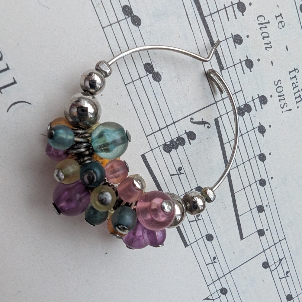 Vintage Colorful Beaded Hoop Earrings - Picture 5 of 7